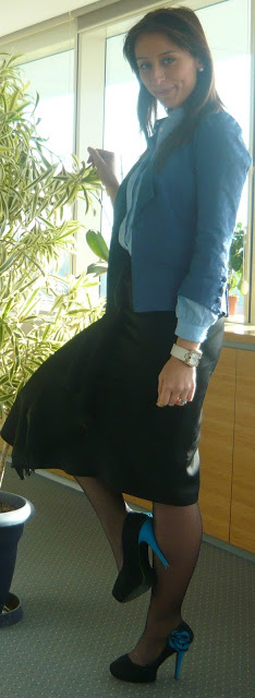 mavi topuklu ayakkabı